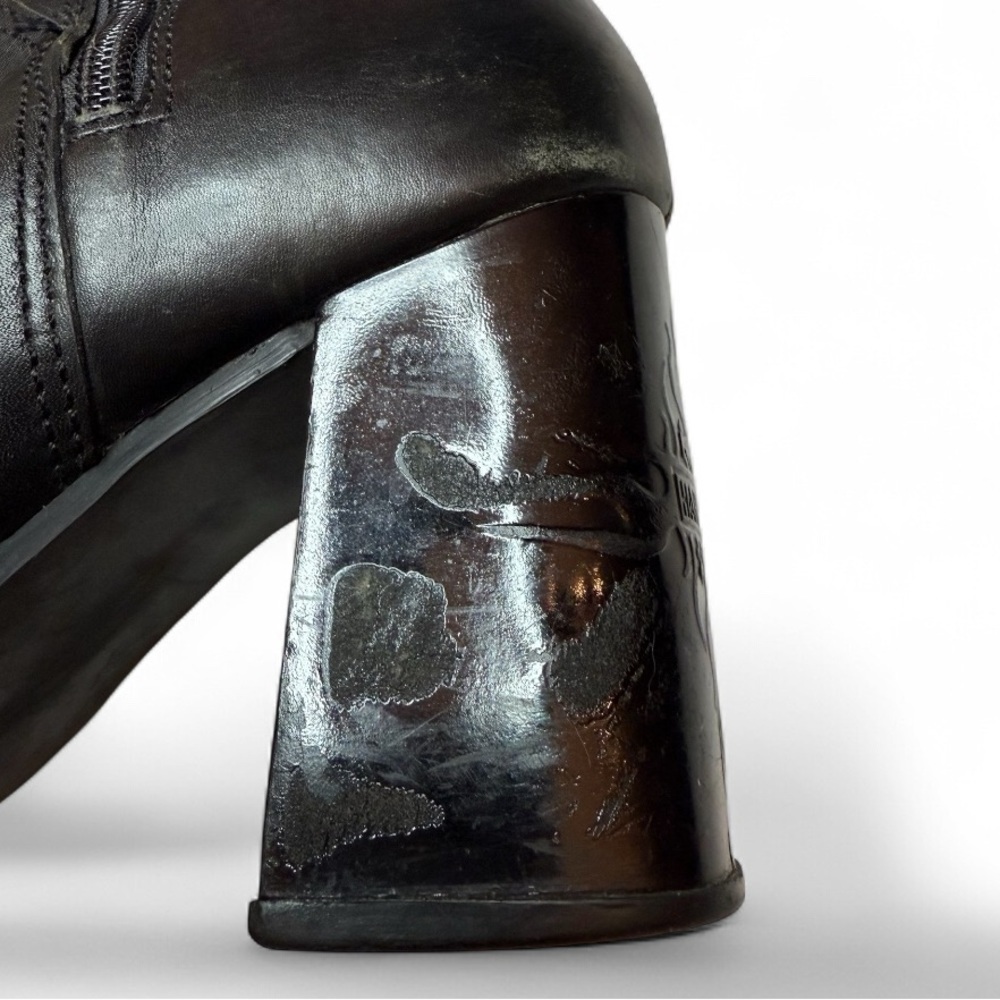 VTG Harley Davidson Flame Embossed Leather Biker Boots Made in Brazil Size 7 - Picture 8 of 14